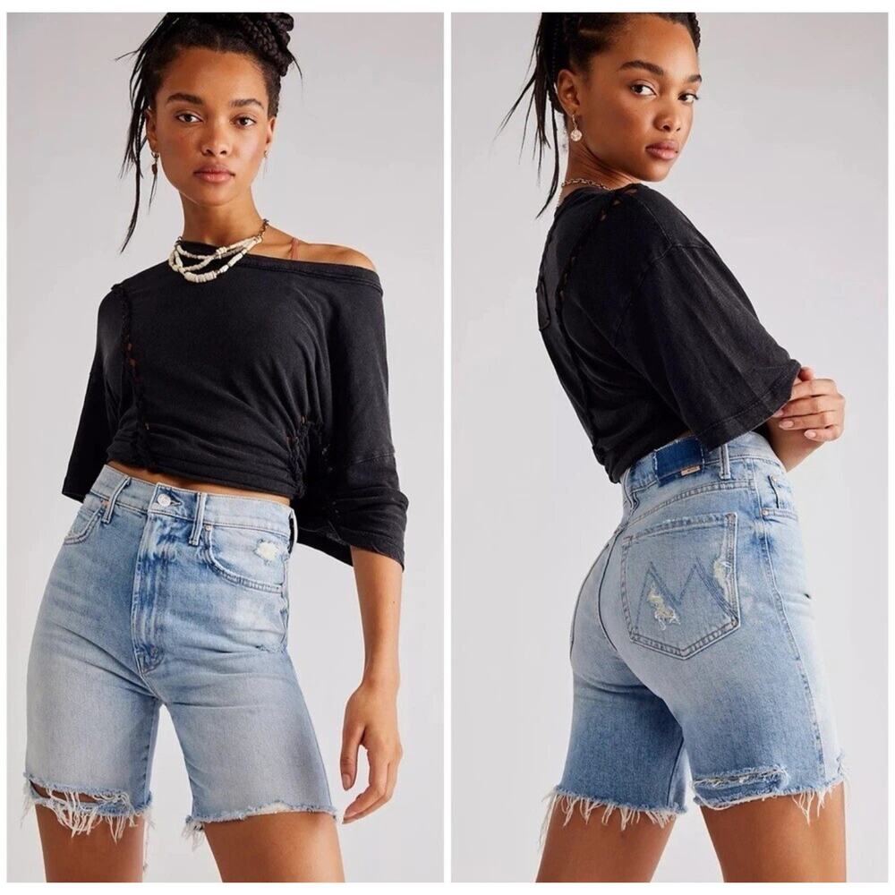 Mother Superior High Waisted Smokin Short Fray Resting Beach Face NOWT